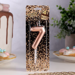 Цена за 3 шт. Свеча в торт «Европейская», цифра 7, 6 см, розовое золото