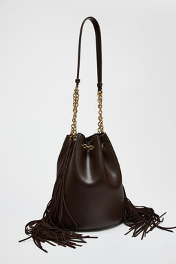 CYLINDRICAL BUCKET BAG WITH FRINGING - Zara фото 11