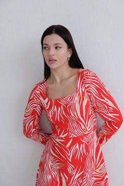 Платье с вырезом каре красное - Martichelli фото 5