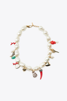 FAUX PEARL CHARM NECKLACE - Zara фото 2
