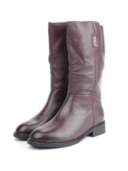 02-FI919-2M BROWN Сапоги зимние женские (натуральная кожа, натуральный мех)