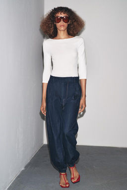 COTTON BOAT NECK T-SHIRT - Zara фото 18