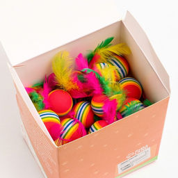 Цена за 50 шт. Шарик с перьями для кошек, 3,4 см, фасовка по 50 шт, микс цветов - Пижон фото 6