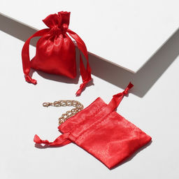 Цена за 50 шт. Мешочек подарочный атласный, 7x9см, цвет красный