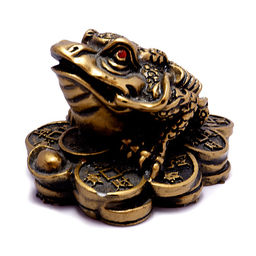 Жаба под бронзу стразы Оберег на процветание 4,5см-6см