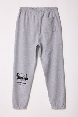 TRENDYOL MAN Gri Melanj Oversize/Genis Kesim Lastik Paca Kelebek Bask?l? Esofman Alt? TMNSS25EA00006 - Trendyolmilla фото 7