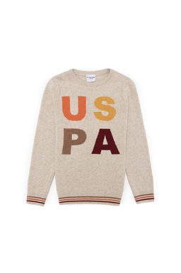 Меланжевый трикотажный свитер с круглым вырезом для мальчика Неожиданная скидка в корзине - U.s. polo assn фото 4