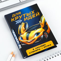 Подарочный набор «Для крутых идей», блок бумаги 30 л, ручка синяя паста 1.0 мм и 5 шт. наклеек