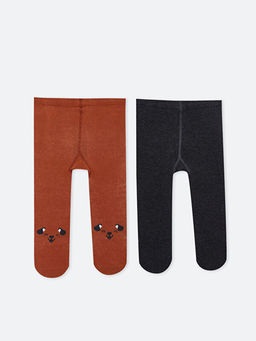 Bask?l? Erkek Bebek K?lotlu ?orap 2li