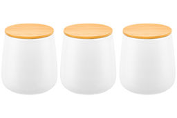 Набор 3 банок д/хранения 850 мл 12*12*13 см Tea, Coffee, Sugar с бамбук. крышк. белый матовый - Elan gallery фото 8