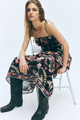 Vestido escalonado en mezcla de lino - H&m фото 3