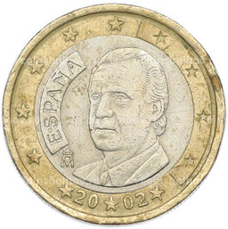 Монета 1 евро 2002 года Испания