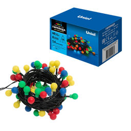 ULD-S0540-060/DGA MULTI IP20 COLORBALLS Гирлянда светодиодная с контроллером Разноцветные шарики, 60 светодиодов, 5,4 м, разноцветная, IP20, провод зеленый - Volpe фото 8
