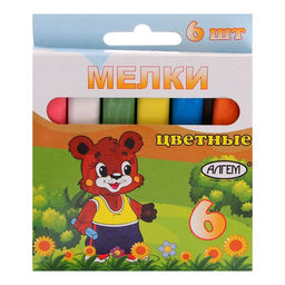 Цена за 7 шт. Мелки цветные "АЛГЕМ", в наборе 6 штук, квадратные
