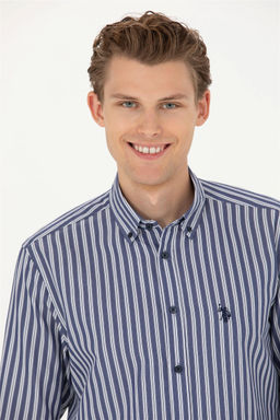 Мужская темно-синяя рубашка с длинным рукавом - U.s. polo assn фото 9