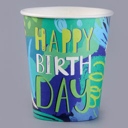 Цена за 10 шт. Стакан бумажный С днём рождения. Граффити, 250 мл - Страна карнавалия фото 2