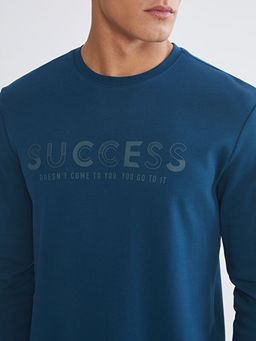 Bisiklet Yaka Bask?l? Erkek Sweatshirt