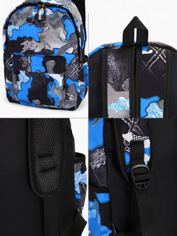 Рюкзак школьный на молнии, с карманами, с абстрактным принтом, размер 30?13?42 см, с принтом, чёрный