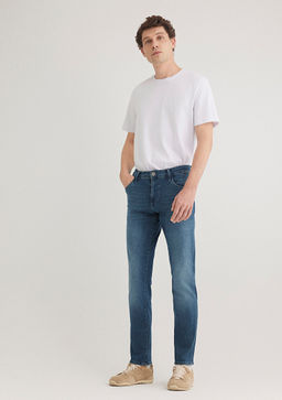 Jake Lux Black Golgeli Indigo Mavisi Jean Pantolon  фото 2