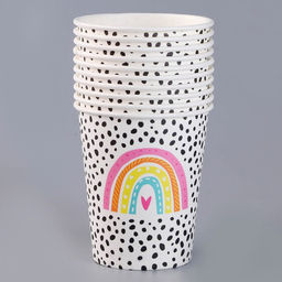 Цена за 10 шт. Стакан бумажный Радуга, принт, 250 мл