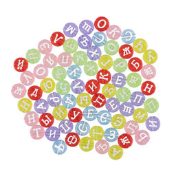 Бусина Hobbius пластик ABFA 4 х 7 мм 5 х 50 г №03 цветные/прозрачные русский алфавит