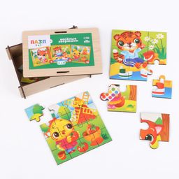 Пазлы 3 в 1 Весёлые зверюшки - Лесная мастерская фото 6