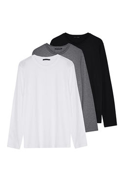 Antrasit Melanj-Beyaz-Siyah Regular/Normal Kesim 3l_ Paket %100 Pamuk Tok T-shirt TMNAW21TS0197 - Trendyolmilla фото 2