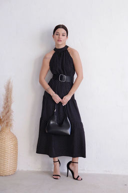 Платье-американка чёрное в горошек - Martichelli фото 5