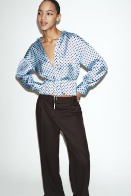 POLKA DOT SATIN SHIRT WITH BELT - Zara фото 2