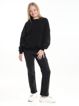 Джинсы чёрные для девочки 33-1095 черный - Mini maxi фото 2