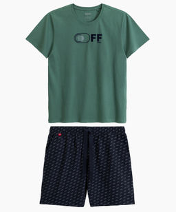 ATLANTIC NMP-395 Пижама мужская Off сосново-зеленый + темно-синий  фото 2