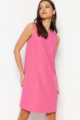 TRENDYOLMILLA Siyah Duz Kesim Kolsuz Bisiklet Yaka Mini Dokuma Elbise TWOSS19FG0063 фото 14