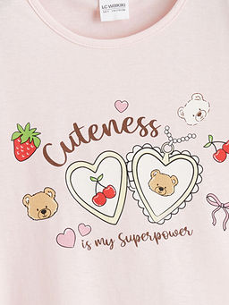 Bask?l? K?z ?ocuk Pijama Tak?m?