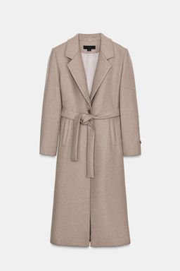 WOOL COAT WITH FAUX FUR LAPEL AND BELT - Zara фото 19
