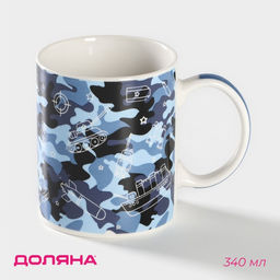 Кружка Доляна Защитнику, 340 мл, фарфор, синяя