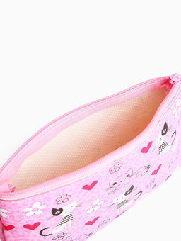 Цена за 3 шт. Косметичка-пенал на молнии, плоская, с рисунком Полосатые коты, розовая - Simaland фото 3