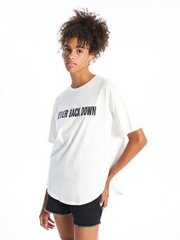 Bisiklet Yaka Bask?l? K?sa Kollu Kad?n Spor Ti??rt