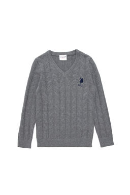 Серый меланжевый базовый свитер для мальчика - U.s. polo assn фото 11