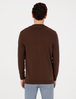 Kahverengi Slim Fit Fermuarl_ Triko H_rka