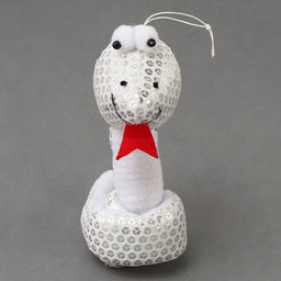 Мягкая игрушка Змея, с пайетками, на подвесе, 13 см, цвет серебро - Simaland фото 4