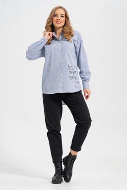 рубашка из тонкого хлопка в стиле OVERSIZE    с кокеткой на спине - А+б коллекция фото 5