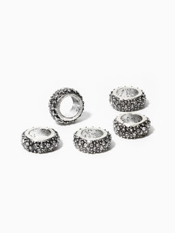 Цена за 5 шт. Шарм разделитель для бусин Кольцо, блеск, белый в серебре