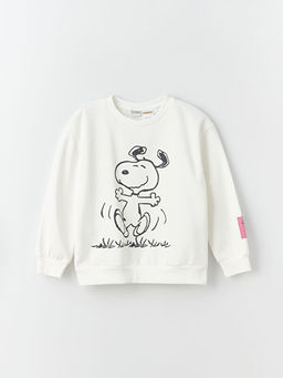 Bisiklet Yaka Snoopy Bask?l? Uzun Kollu K?z ?ocuk Sweatshirt