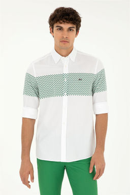 U. S. Polo Assn / Мужская зеленая рубашка с длинным рукавом