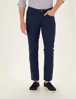 Lacivert Slim Fit Keten Kar___ml_ Kanvas Pantolon - Pierre cardin фото 2