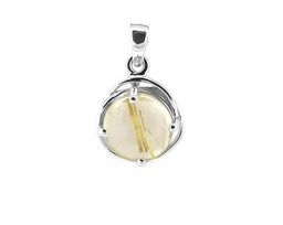 Подвеска из серебра рутиловый кварц золотой, Круг2