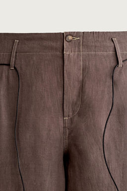 PANTAL?N RELAXED FIT 100% LINO / Marr?n - Zara фото 8