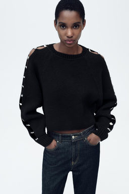 KNITTED SWEATER WITH BALL DETAIL - Zara фото 5