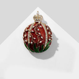 Брошь Гранат с короной, цвет чёрно-белый в золоте