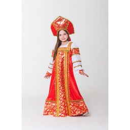 Русский народный костюм Любавушка, платье-сарафан, кокошник, р-р 32, рост 122-128 см, красный - Страна карнавалия фото 7